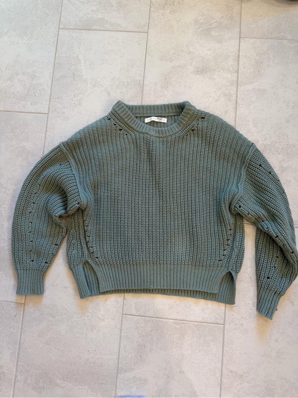 Altar'd State Cropped Crewneck Sweater in Sage